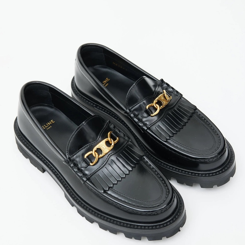 Celine Margaret Triomphe Black Leather Loafers with Gold Accent size 40 us 9 - Picture 13 of 13